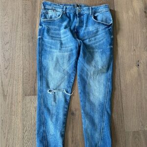Zara men’s medium light wash distressed denim jeans pants size 32